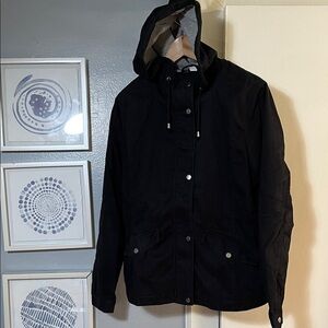 DIVIDED Women’s Black Hooded Full Zip Utility Jacket Size L